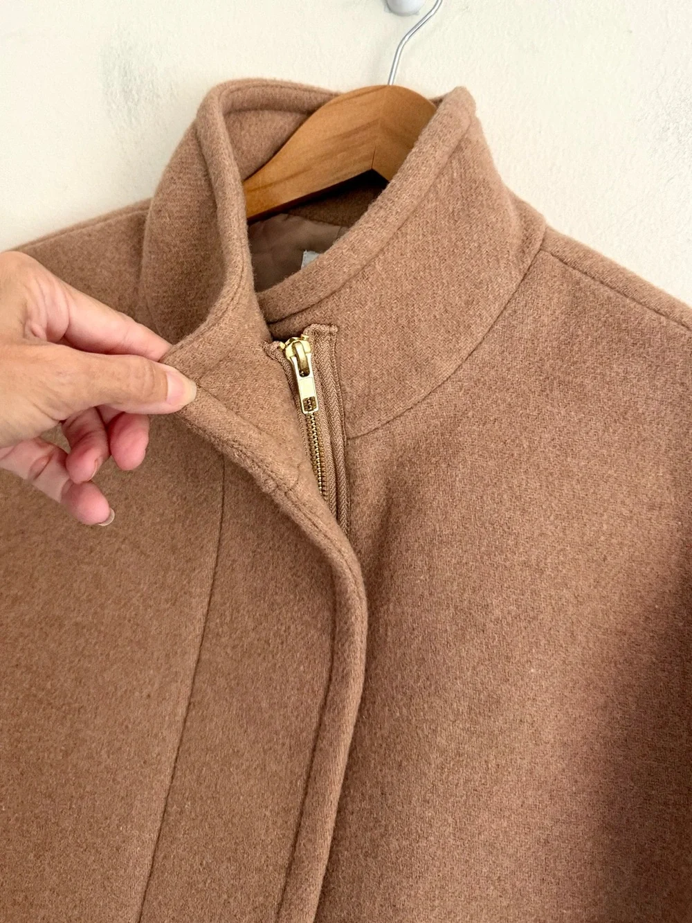 NWT J Crew Women's Button-Neck Wool blend Cocoon Camel Tan City Coat size 4